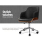 Reiko Executive Office Chair Wooden Computer PU Leather Desk Wood - Black