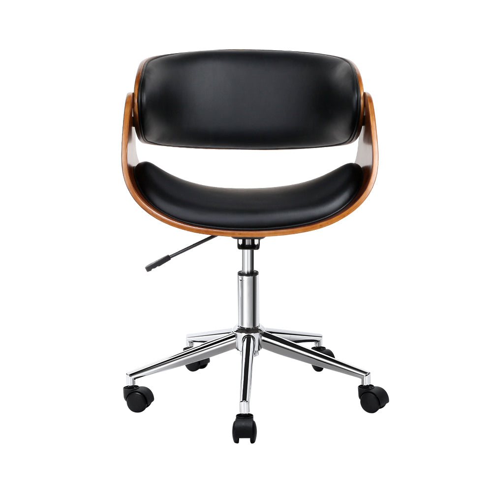 Moloch Office Chair Wooden And Leather - Black