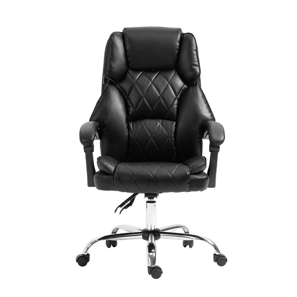 Drahmin Executive Gaming Office Chair Leather Computer Desk Recliner - Black