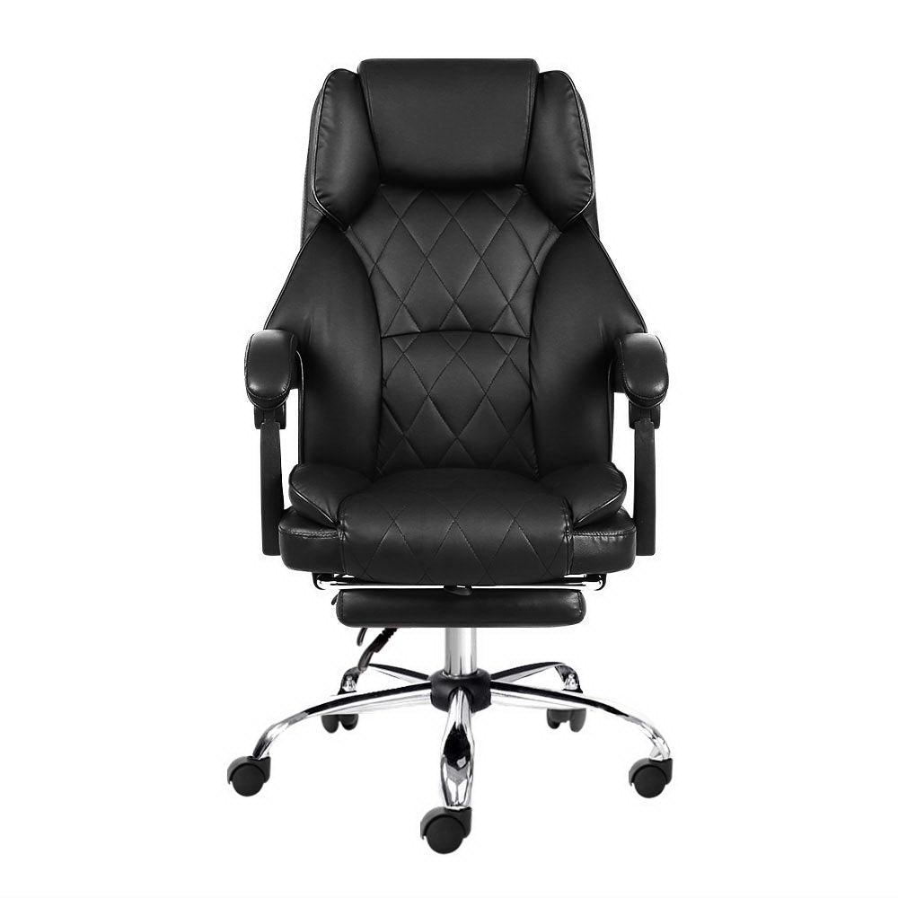Drahmin Executive Gaming Office Chair Computer Leather Seat Recliner - Black