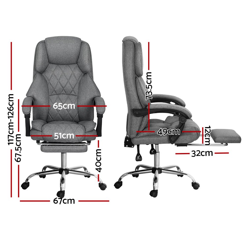 Drahmin Executive Gaming Office Chair Executive Office Chair Fabric Footrest - Grey