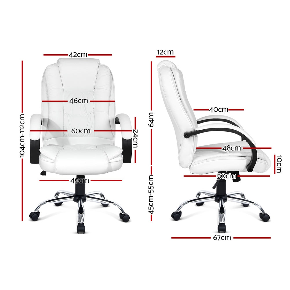 Kratos Executive Gaming Office Chair Computer PU Leather Seating - White