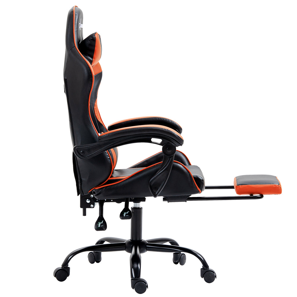Spyro Executive Gaming Office Chair Computer Leather Footrest - Orange & Black