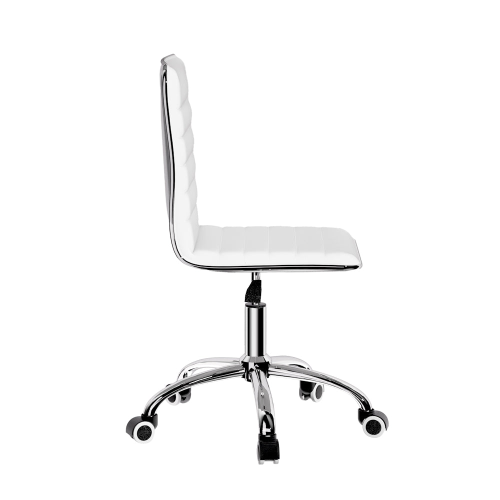 Wario Office Chair Computer Desk PU Leather Low Back - White