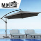 3m Pukalani Outdoor Umbrella Cantilever Cover Garden Patio Beach Crank with Cross Steel Base - Grey