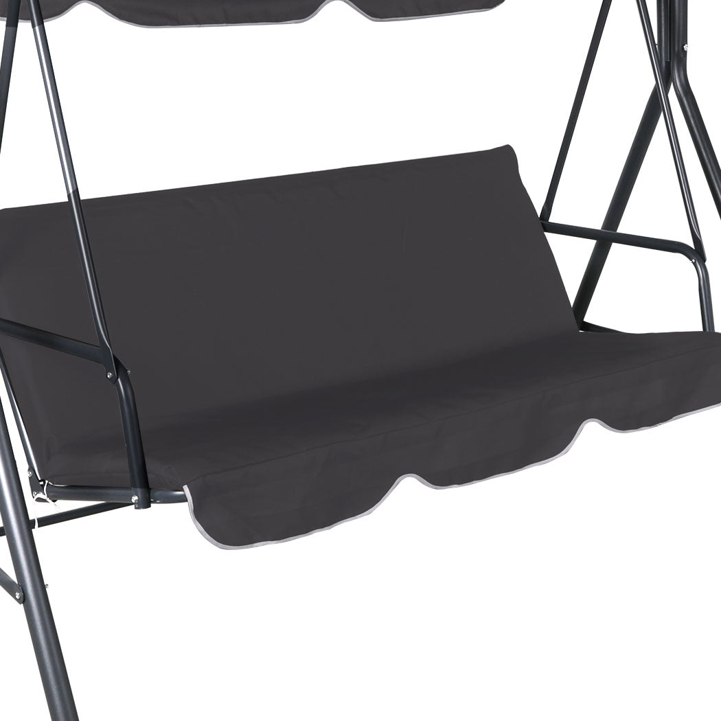 Lorel 3 Seater Swing Chair Garden Canopy Cushion Chairs - Grey