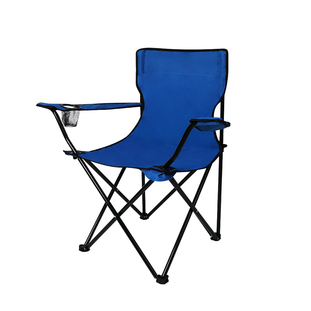 Folding Camping Chairs Arm Foldable Portable Outdoor Beach Fishing Picnic Chair Blue