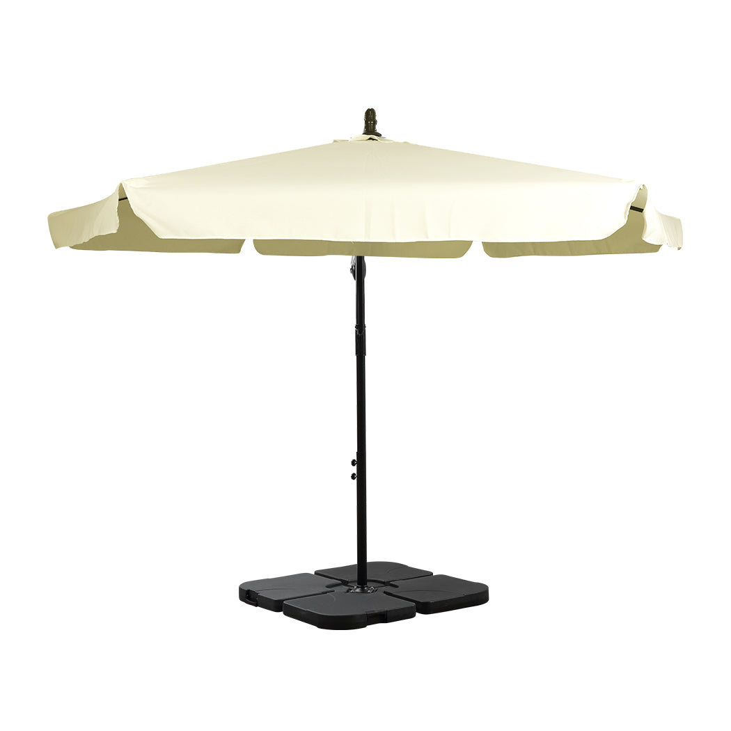 3m Kalaoa Outdoor Umbrella Patio Cantilever with Base - Beige
