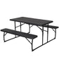 Holden 2-Seater Picnic Patio Bench Camp Folding Table 3-Piece Outdoor Dining Set - Black