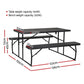 Holden 2-Seater Picnic Patio Bench Camp Folding Table 3-Piece Outdoor Dining Set - Black