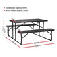 Holden 4-Seater Picnic Patio Bench Camp Folding Table 3-Piece Outdoor Dining Set - Black