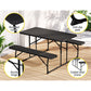 Holden 2-Seater Picnic Patio Bench Camp Folding Table 3-Piece Outdoor Dining Set - Black