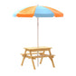 Pablo Kids Table & Chairs Set Outdoor Picnic Bench Umbrella Water Box - Wood