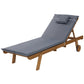 Manchester Outdoor Sun Lounger Wooden Lounge Day Bed Patio Outdoor Setting Furniture with Wheels - Grey