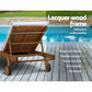 Manchester Outdoor Sun Lounger Wooden Lounge Day Bed Patio Outdoor Setting Furniture with Wheels - White