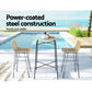 Myles 2-Seater Wicker Dining Bistro Patio Table Chairs Set Steel - Black and Wood