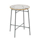 Myles Outdoor Bar Table Wicker Dining Bistro Patio Balcony Glass Table Steel - Wood