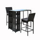 Mark 2-Seater Patio Furniture Chairs Wicker 3-Piece Outdoor Bar Table Stools Set - Black