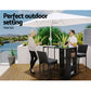 Mark 2-Seater Patio Furniture Chairs Wicker 3-Piece Outdoor Bar Table Stools Set - Black