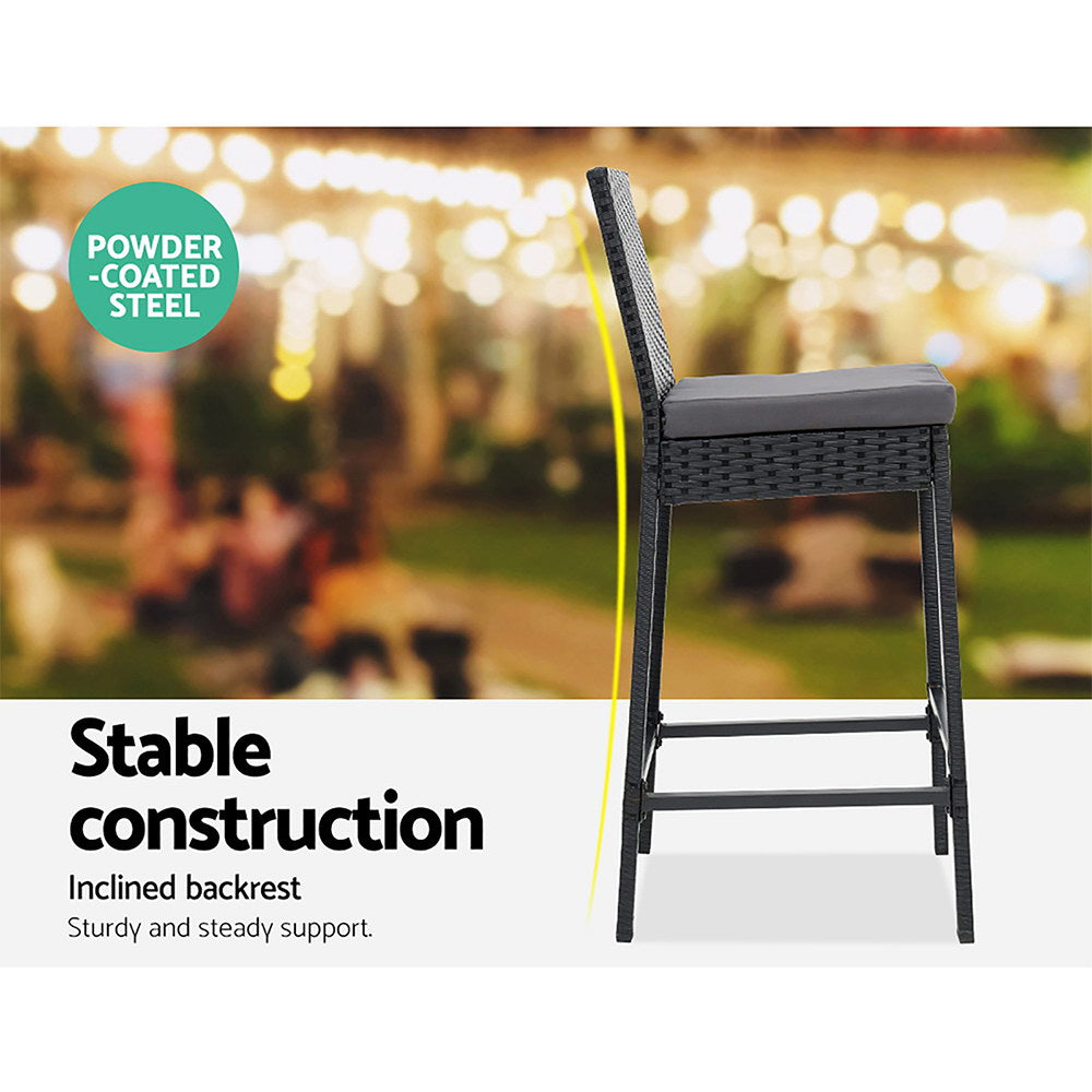 Mark 4-Seater Table Stools Furniture Chairs Wicker Patio Garden 5-Piece Outdoor Bar Set - Black