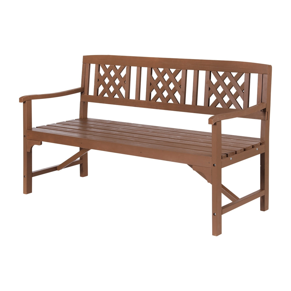 Solene Wooden Garden Bench 3 Seat Patio Furniture Timber Outdoor Lounge Chair - Natural