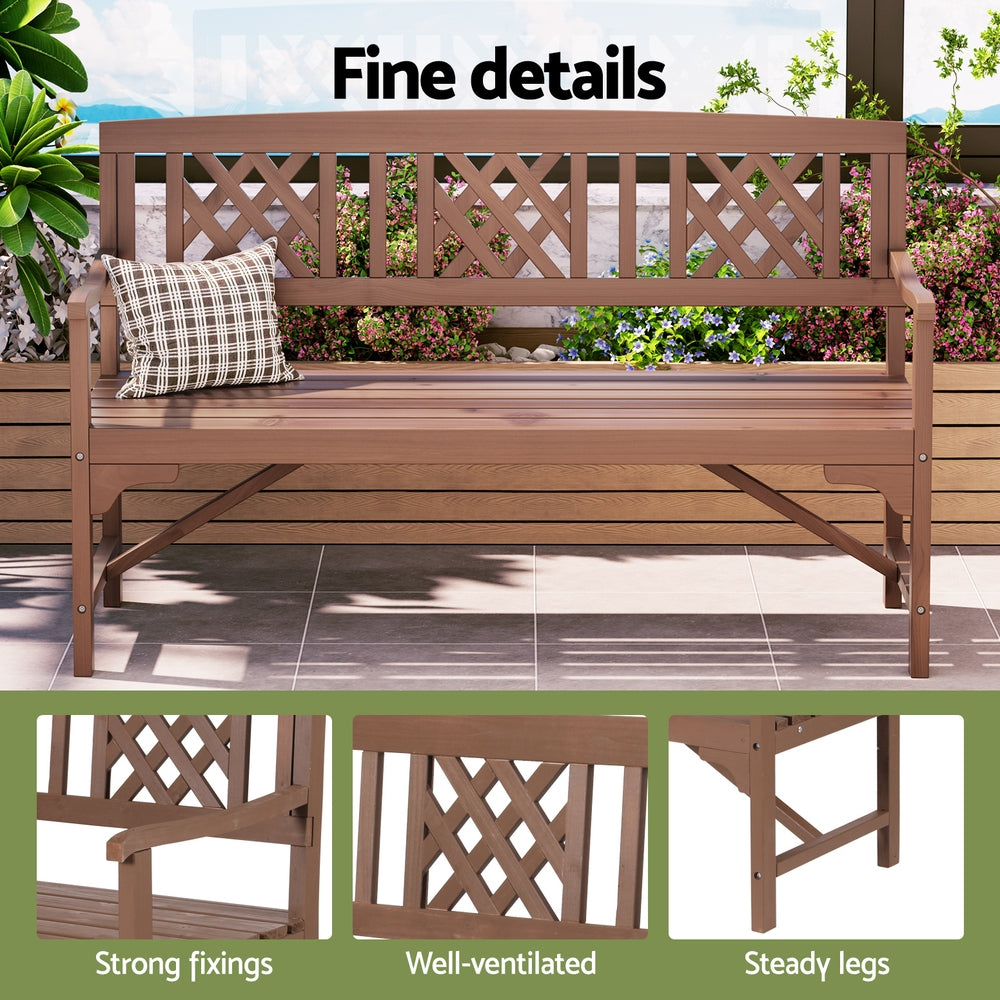 Solene Wooden Garden Bench 3 Seat Patio Furniture Timber Outdoor Lounge Chair - Natural