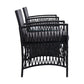 Westhoughton 2-Seater Patio Furniture Chairs Wicker 3-Piece Outdoor Bistro Set - Black