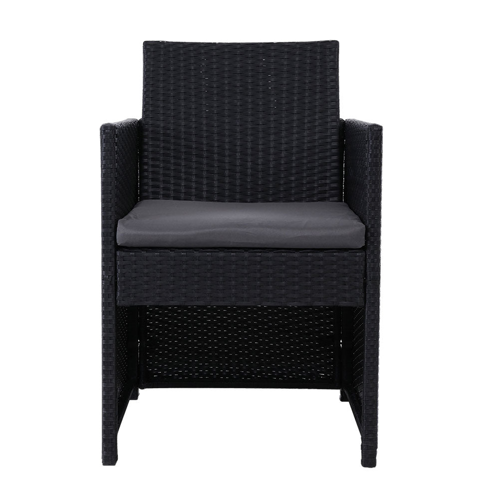 Mitchell 2-Seater Chairs Patio Furniture Wicker Outdoor Lounge Set - Black