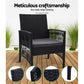 Mitchell Set of 2 Outdoor Dining Chairs Patio Furniture Wicker Lounge Chair Garden - Black