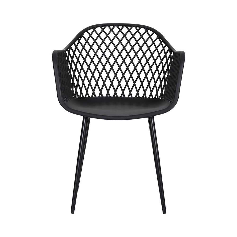 Gerald Set of 4 Outdoor Dining Chairs PP Lounge Chair Patio Furniture Garden - Black