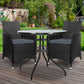 Wareham 2-Seater Chair Table Wicker Patio Tea Coffee Cafe Bar 3-Piece Outdoor Furniture - Black
