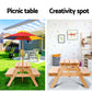 Portia Kids Table & Chairs Set Kids Wooden Picnic with Umbrella - Natural