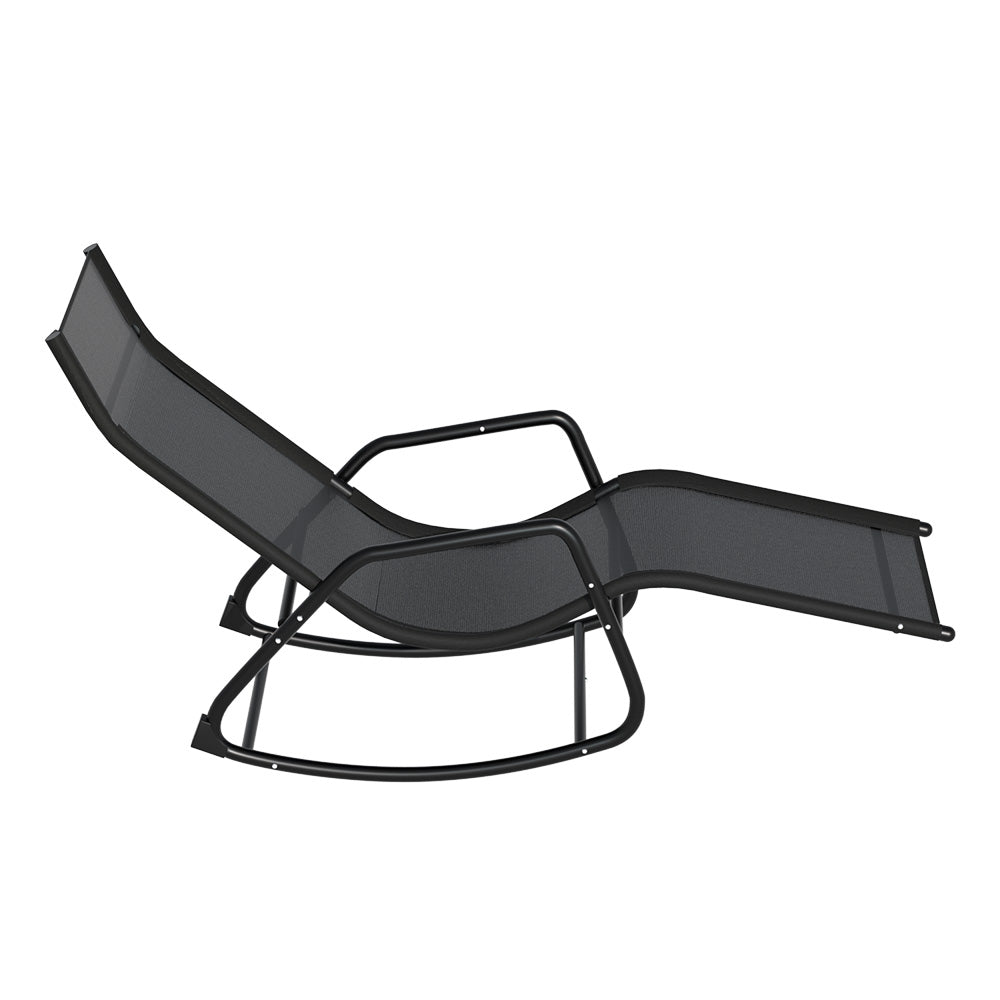 Esmond Sun Lounge Rocking Chair Outdoor Lounger Patio Furniture Pool Garden - Black
