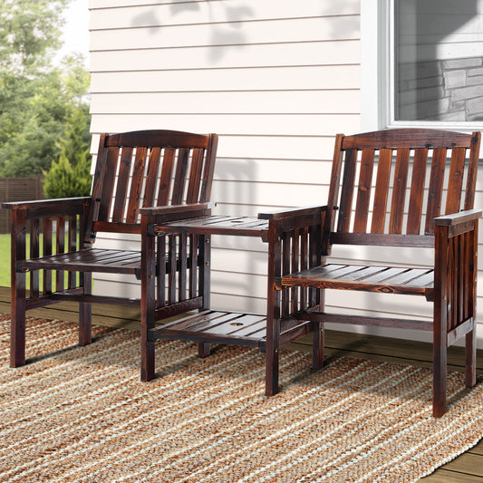 Archie Garden Bench Chair Table Loveseat Wooden Patio Park Charcoal Brown - Charcoal Brown