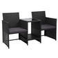 Archie 2-Seater Wicker Loveseat Bistro Patio Garden Furniture Outdoor Setting - Black