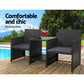 Archie 2-Seater Wicker Loveseat Bistro Patio Garden Furniture Outdoor Setting - Black