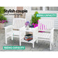 Archie Garden Bench Chair Table Loveseat Wooden Patio Park White - White