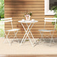 Andre 2-Seater Steel Table and Chairs Patio Furniture 3-Piece Outdoor Bistro Set - White