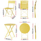 Andre 2-Seater Table and Chairs Folding Patio Furniture 3-Piece Outdoor Setting - Yellow