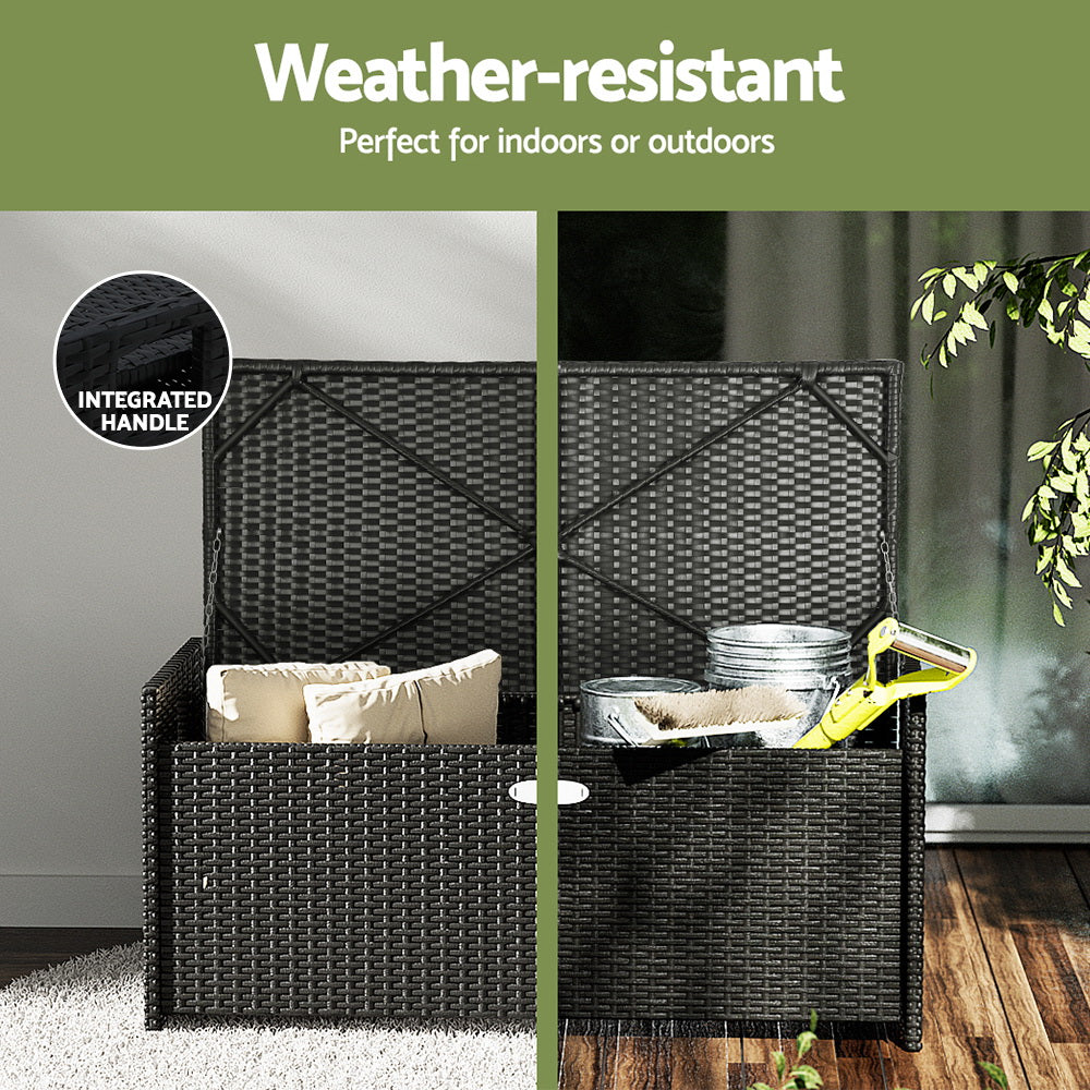 Outdoor Storage Bench Box Garden Sheds Tools Wicker Cushion Patio Chair