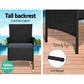 Justin 4-Seater Wicker Table Chair 4-Piece Outdoor Sofa Set with Storage Cover - Black