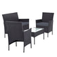 Justin 4-Seater Wicker Setting Table Chair Furniture 4-Piece Outdoor Sofa Set - Dark Grey
