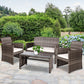 Slough 4-Seater Rattan Patio Wicker 4-Piece Outdoor Lounge Set - Mixed Grey