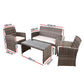 Slough 4-Seater Rattan Chair Furniture 4-Piece Outdoor Sofa Set with Storage Cover - Grey