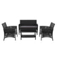 Luis 4-Seater Wicker 4-Piece Outdoor Furniture - Black
