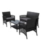 Luis 4-Seater Wicker Harp Chair Table Garden Furniture 4-Piece Outdoor Sofa Set - Black