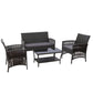Luis 4-Seater Wicker Harp Chair Table Garden Furniture 4-Piece Outdoor Sofa Set - Grey