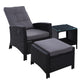Ross 3-Piece Recliner Chairs Table Sun lounge Wicker Outdoor Furniture Adjustable - Black