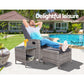 Ross 3-Piece Recliner Chair Outdoor Furniture Bistro Setting Patio Wicker Sofa Chair and Ottoman - Grey