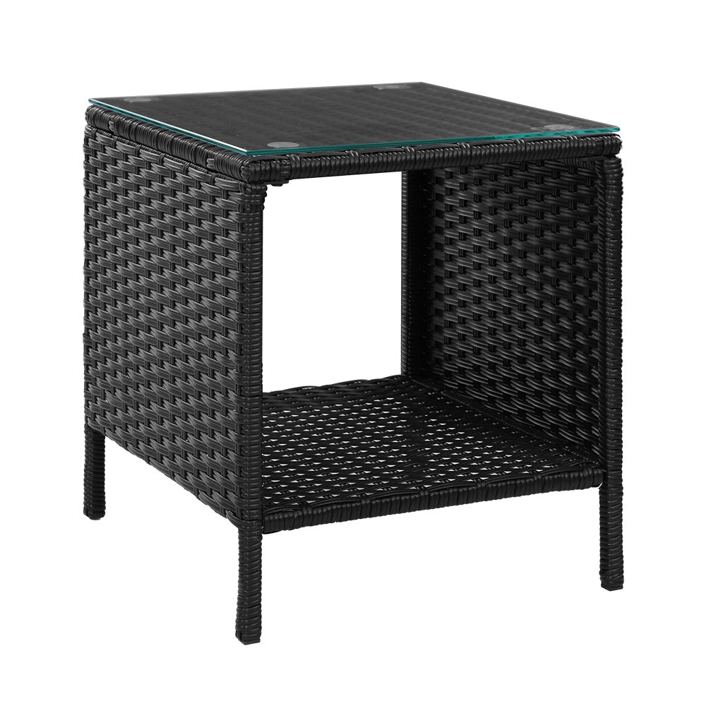 Dawley Side Table Coffee Patio Outdoor Furniture Rattan Desk Indoor Garden - Black